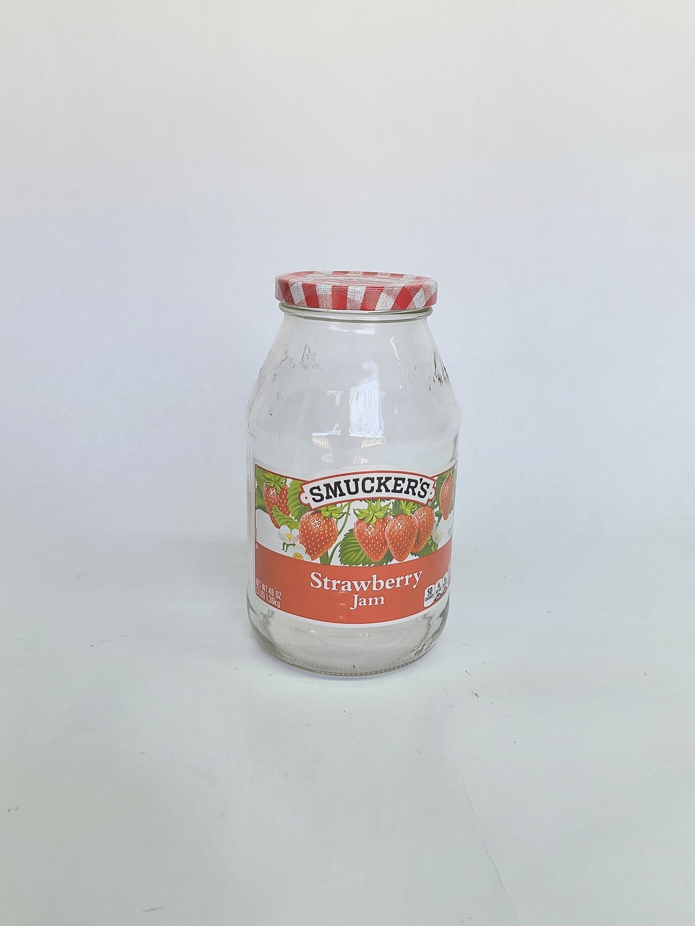 SMUCKERS Empty Strawberry Jam Glass Jar Red Craft DIY 48 OZ Soap Pump Candle